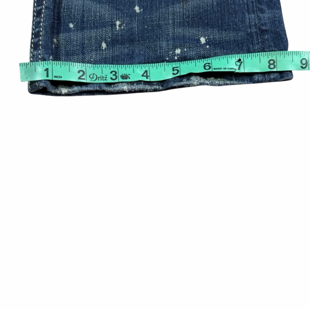 MEK Denim Dark Wash Low Rise Paint Splatter Quebec Boot Cut Jeans - Size 25/34 - Picture 15 of 15